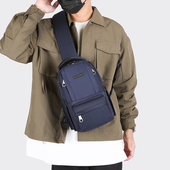 Мъжка чанта за гърдите, Oxford плат, USB интерфейс, водоустойчива и износоустойчива, градски стил