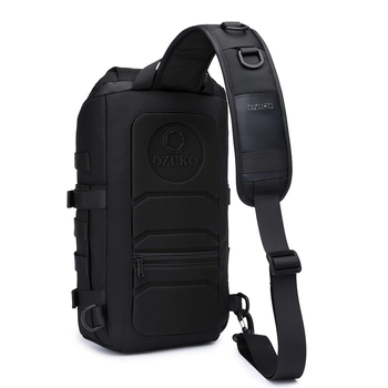 Мъжка тактическа гръдна чанта - водоустойчива оксфордска материя, антикрадба, разширение, мокро/сухо разделение, дишаща