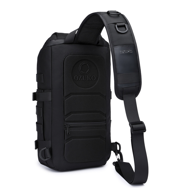 Férfi taktikai mellkasi táska - vízálló Oxford anyag, lopás elleni védelem, bővíthető, nedves/száraz szétválasztás, lélegző