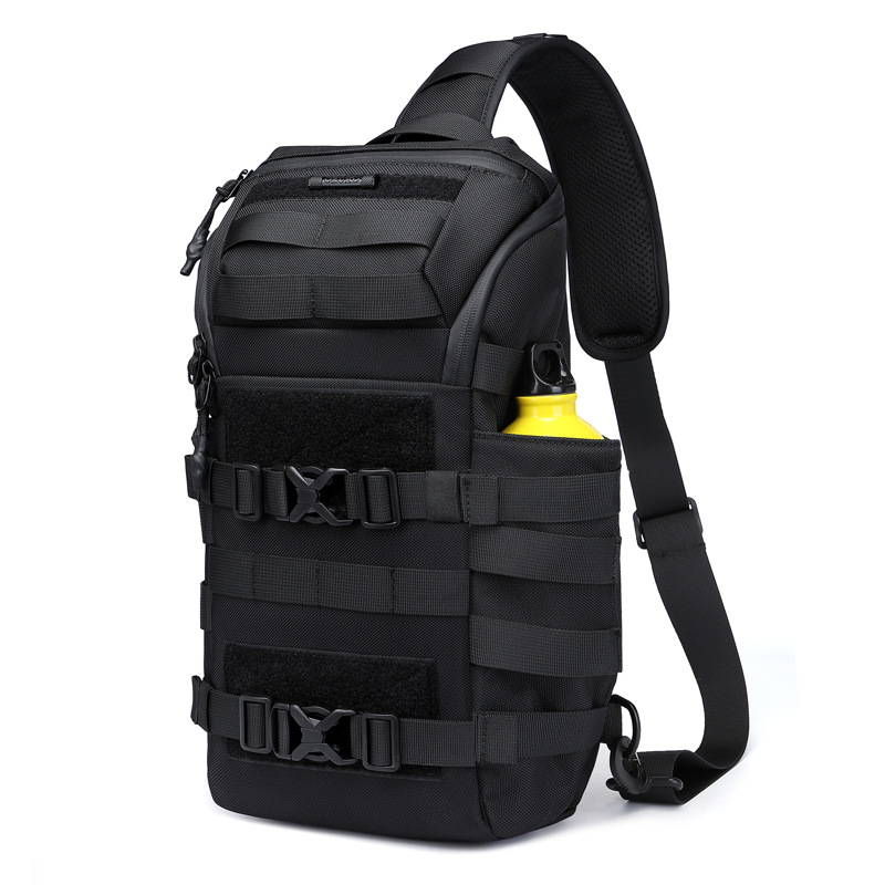 Férfi taktikai mellkasi táska - vízálló Oxford anyag, lopás elleni védelem, bővíthető, nedves/száraz szétválasztás, lélegző