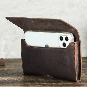 Muška pojasna torbica za telefon, od prave kože, prvi sloj kože, prozračna, višenamjenska