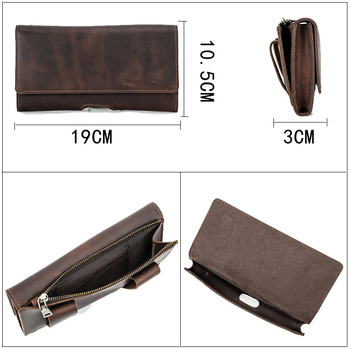 Muška pojasna torbica za telefon, od prave kože, prvi sloj kože, prozračna, višenamjenska