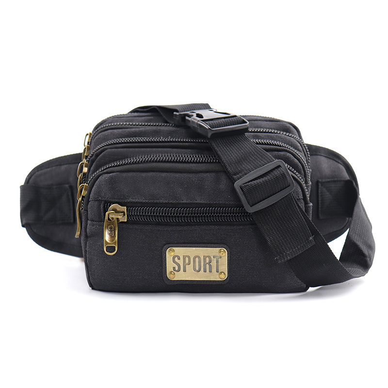 Pánska taška na pás – plátená, veľká kapacita, viacúčelové priehradky, ideálne na voľnočasové cestovanie (Jar 2024)