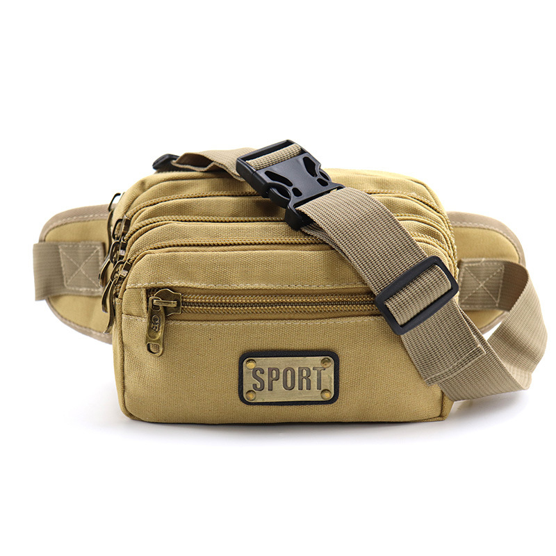 Pánska taška na pás – plátená, veľká kapacita, viacúčelové priehradky, ideálne na voľnočasové cestovanie (Jar 2024)