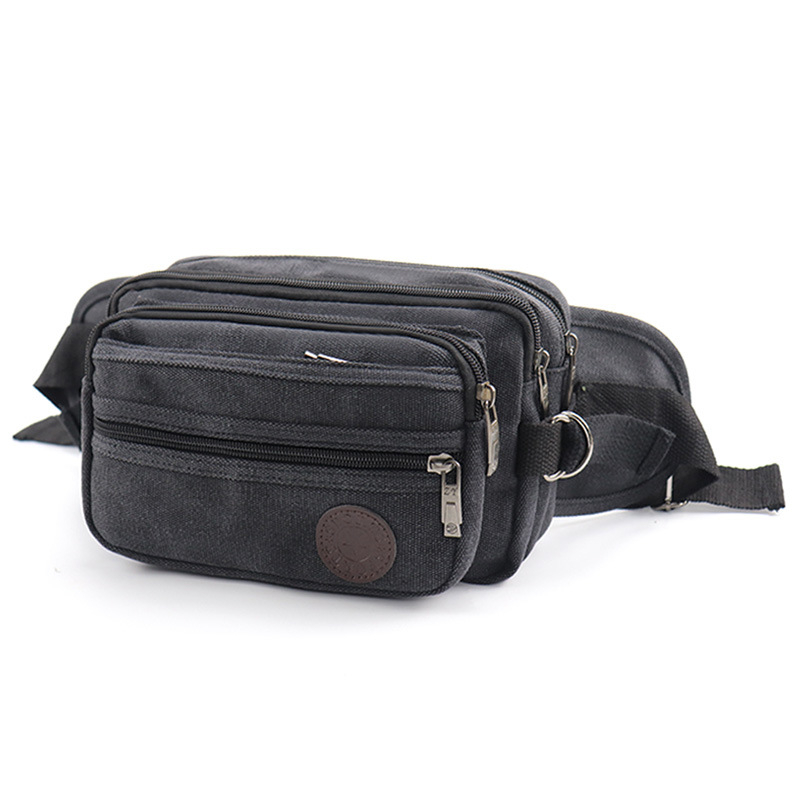 Pánska taška na pás – plátená, veľká kapacita, viacúčelové priehradky, ideálne na voľnočasové cestovanie (Jar 2024)