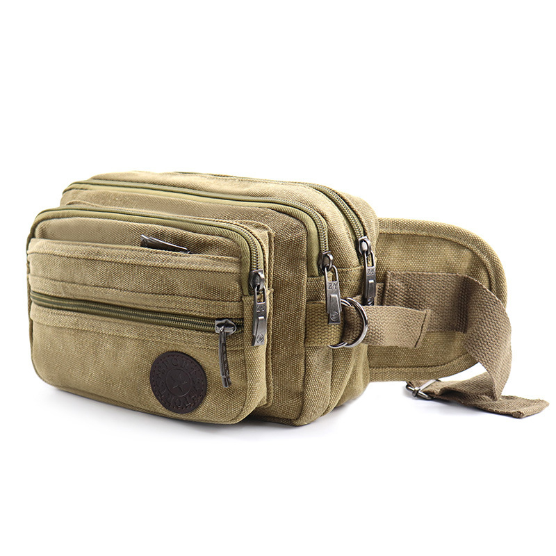 Pánska taška na pás – plátená, veľká kapacita, viacúčelové priehradky, ideálne na voľnočasové cestovanie (Jar 2024)