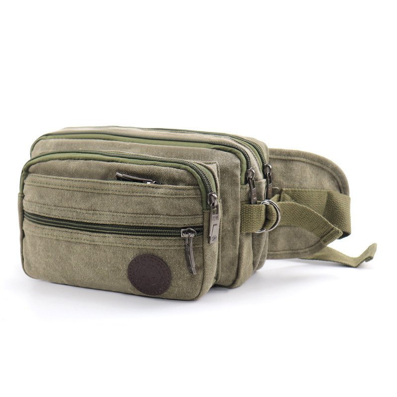 Pánska taška na pás – plátená, veľká kapacita, viacúčelové priehradky, ideálne na voľnočasové cestovanie (Jar 2024)