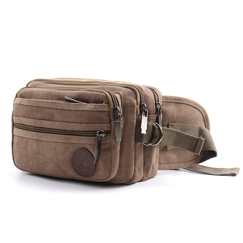 Pánska taška na pás – plátená, veľká kapacita, viacúčelové priehradky, ideálne na voľnočasové cestovanie (Jar 2024)