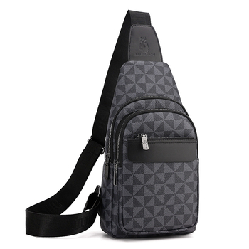 Vyrų krūtinės krepšys, gatvės mada PU, atspari dėvėjimui, geometrinis raštas, poliesterio vidinė danga