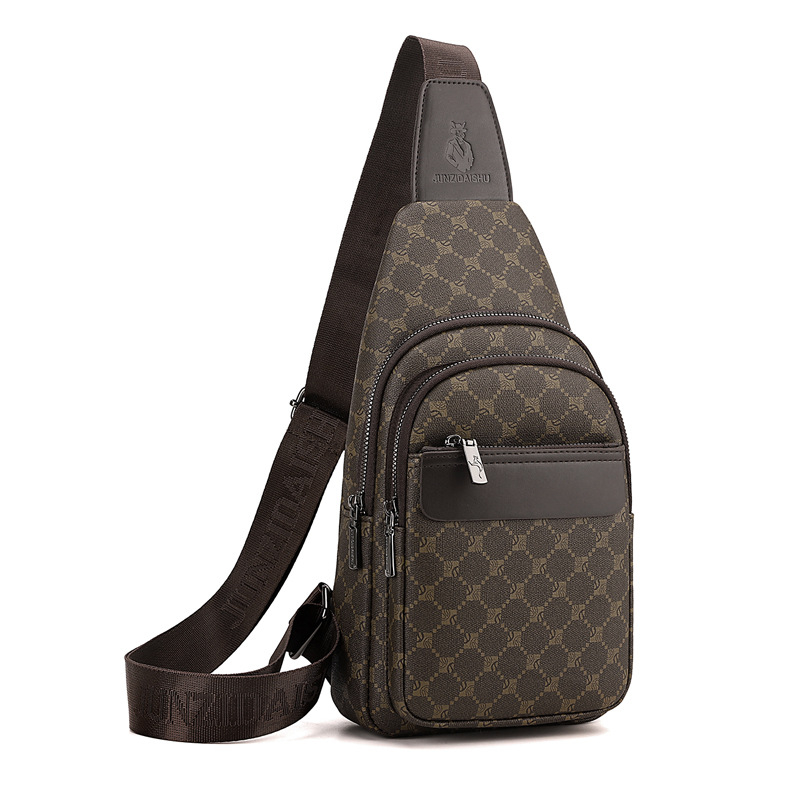 Vyrų krūtinės krepšys, gatvės mada PU, atspari dėvėjimui, geometrinis raštas, poliesterio vidinė danga