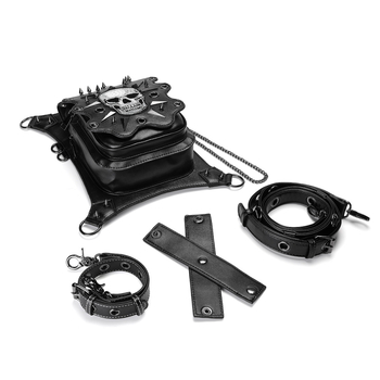 PU верижна чанта за рамо — женска Steampunk серия, вертикален квадрат, магнитно закопчаване, джоб с цип