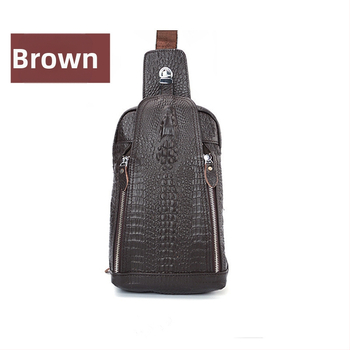 Мъжка чанта през рамо от естествена кожа, крокодилен модел, хоризонтална квадратна форма, закопчаване с брава, вътрешни джобове: цип, джоб за телефон, джоб за ID и джоб за камера