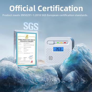 Детектор за въглероден моноксид (CO) с безжично предаване, модел Y100A-CR-W(868), 360° детекция, стенен монтаж, звуков и светлинен сигнал