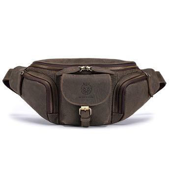 Мъжка чанта за гърдите от естествена кожа, първи слой телешка кожа, износоустойчива, полиестрова подплата, за ежедневна употреба