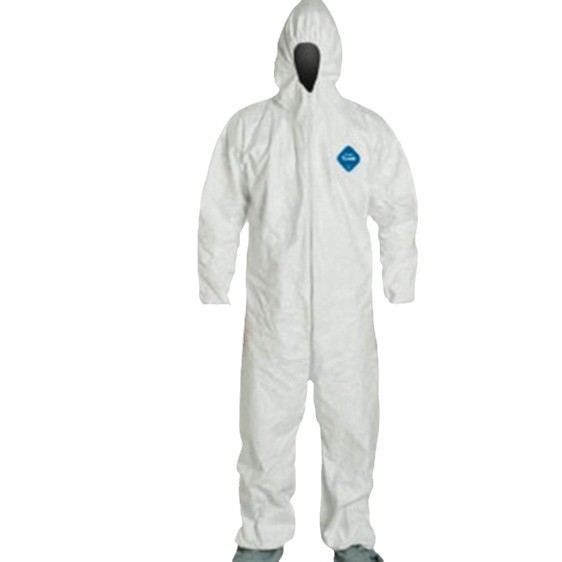 DuPont защитен костюм с качулка за индустриални приложения, Tyvek нетъкан текстил, устойчив на пръскане с боя, електростатично разсейващ, модел 1422A Tyvek400TBM001