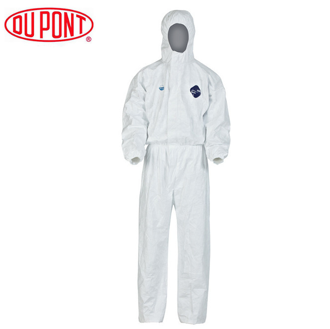 DuPont защитен костюм с качулка за индустриални приложения, Tyvek нетъкан текстил, устойчив на пръскане с боя, електростатично разсейващ, модел 1422A Tyvek400TBM001