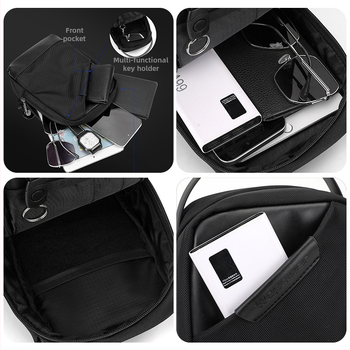 Мъжка чанта през кръст - Нейлон, дишаща, подплата полиестер, едноцветен дизайн, ежедневна употреба