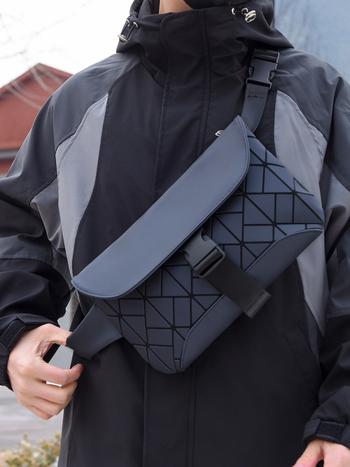 Мъжка гръдна чанта с презрамка crossbody, PU кожа, устойчива на износване, подплата от найлон, за ежедневна употреба