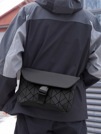 Мъжка гръдна чанта с презрамка crossbody, PU кожа, устойчива на износване, подплата от найлон, за ежедневна употреба