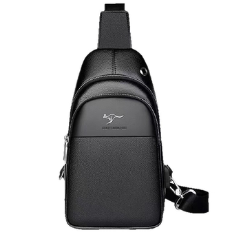 Мъжка чанта за гърдите с презрамка – водоустойчива, износоустойчива, антиразрязваща, PU кожа, разширяем капацитет