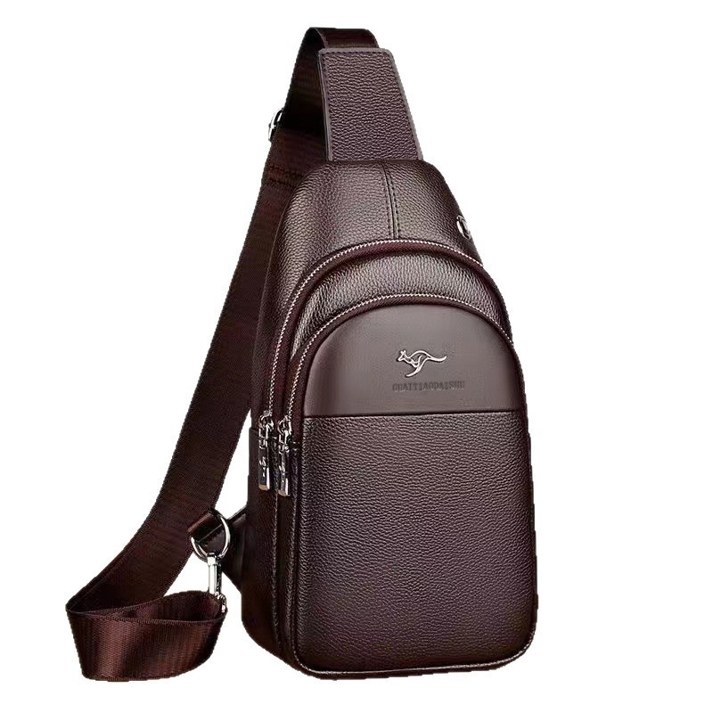 Férfi keresztpántos mellény táska – vízálló, kopásálló, anti-vágó, PU bőr, bővíthető kapacitás