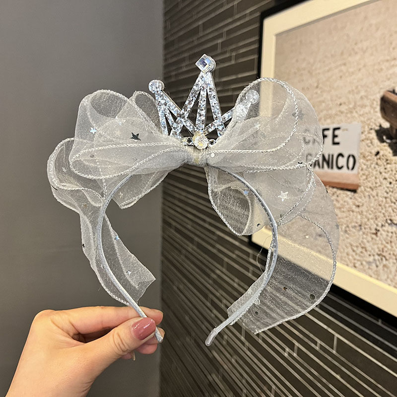 Vaikų karūnos plaukų juostelė su tinklo audinių ir kaspinu — rankų darbas, Korėjos stilius, princesės plaukų aksesuaras