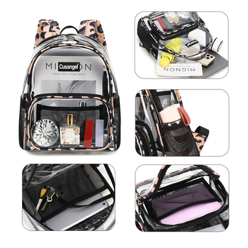 Átlátszó női hátizsák TPU-ból, vízálló, cipzáras záródás, belső cipzáras zseb, belső réteg