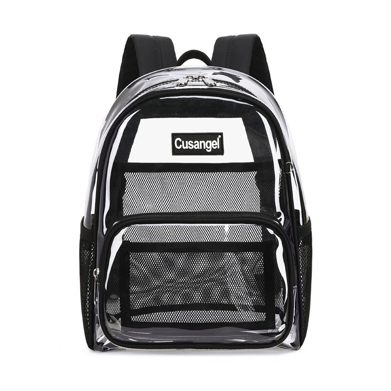 Rucsac transparent pentru femei TPU, rezistent la apă, închidere cu fermoar, buzunar interior cu fermoar, cu strat interior