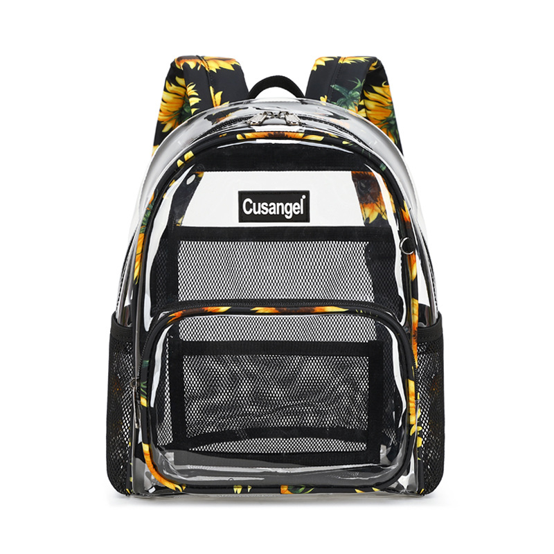 Átlátszó női hátizsák TPU-ból, vízálló, cipzáras záródás, belső cipzáras zseb, belső réteg