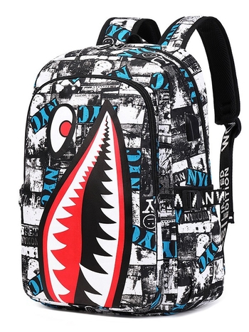 Első osztályos iskolai hátizsák cápa motívummal, nylon, lélegző, ultra könnyű, gerincvédelem