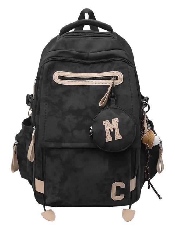 Rucsac Dicarlo din nailon, cu model geometric, impermeabil, bretele curbate