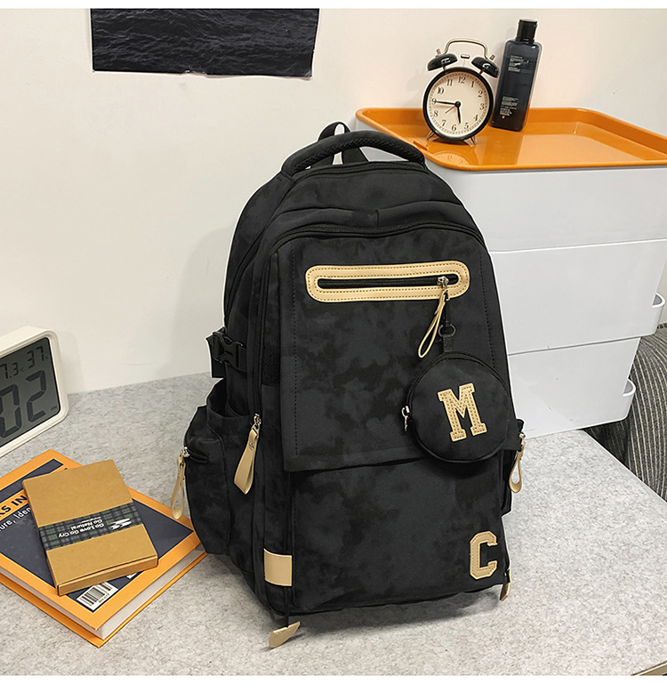 Rucsac Dicarlo din nailon, cu model geometric, impermeabil, bretele curbate
