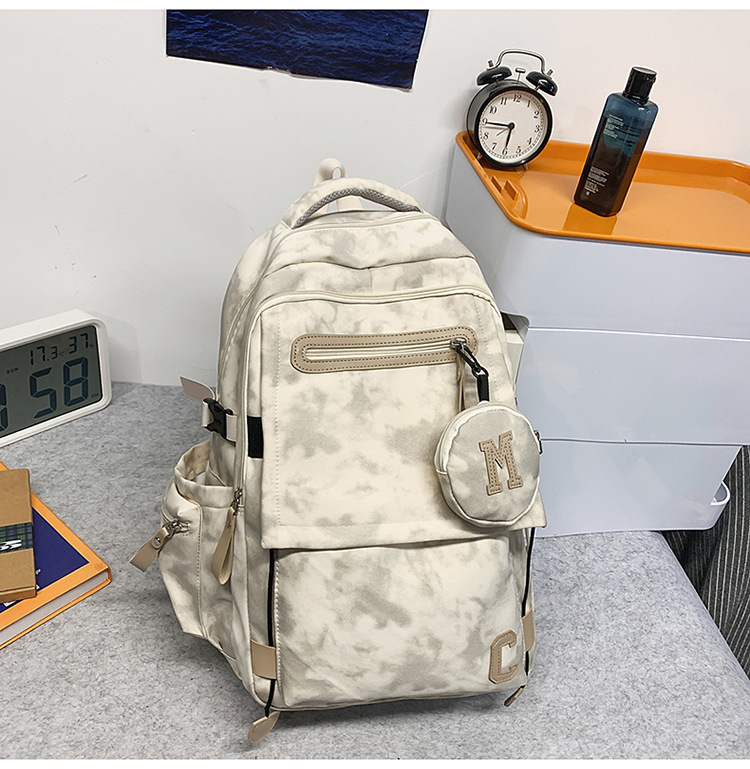 Rucsac Dicarlo din nailon, cu model geometric, impermeabil, bretele curbate