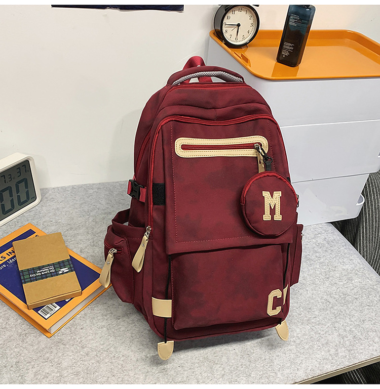 Rucsac Dicarlo din nailon, cu model geometric, impermeabil, bretele curbate
