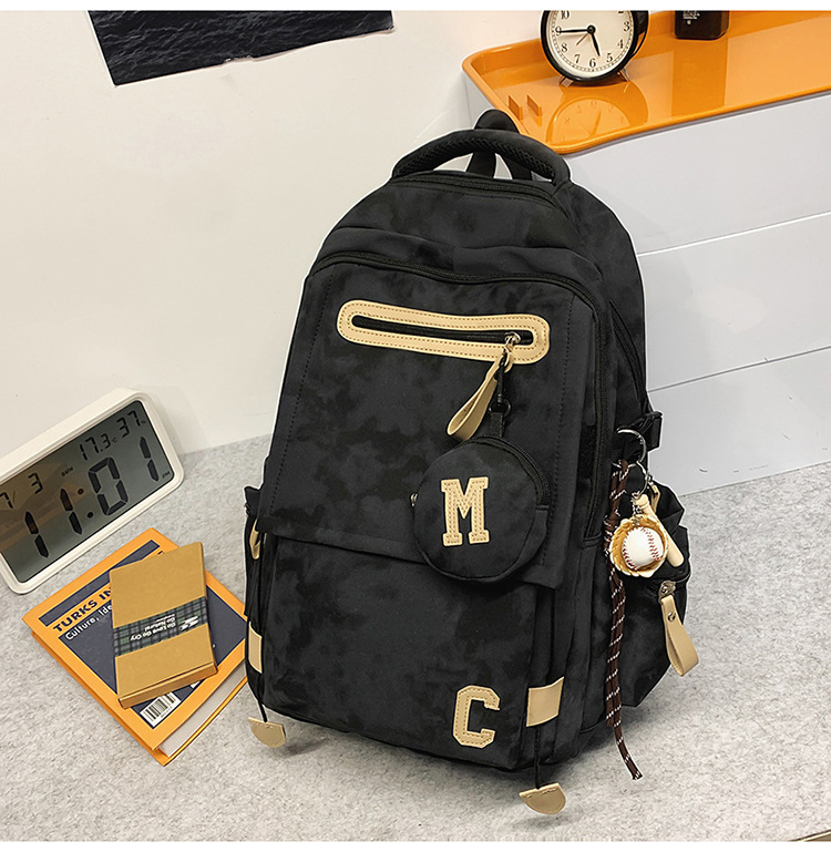 Rucsac Dicarlo din nailon, cu model geometric, impermeabil, bretele curbate