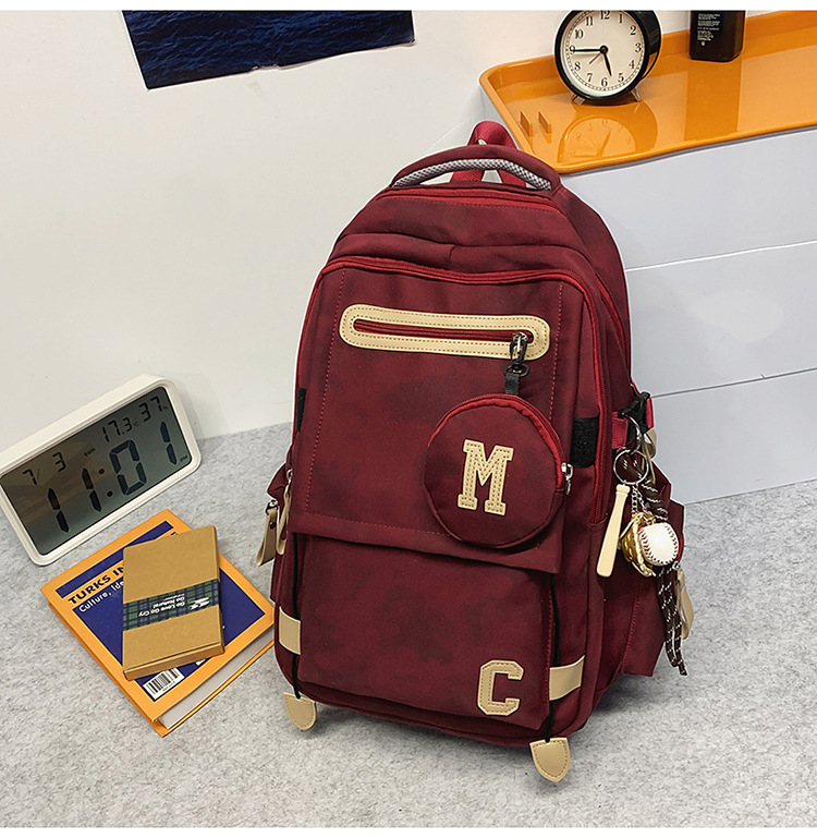 Rucsac Dicarlo din nailon, cu model geometric, impermeabil, bretele curbate
