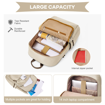 Női nylon hátizsák, városi egyszerű stílus, vízálló, cipzárral záródó, poliészter bélés, belső cipzáras zseb