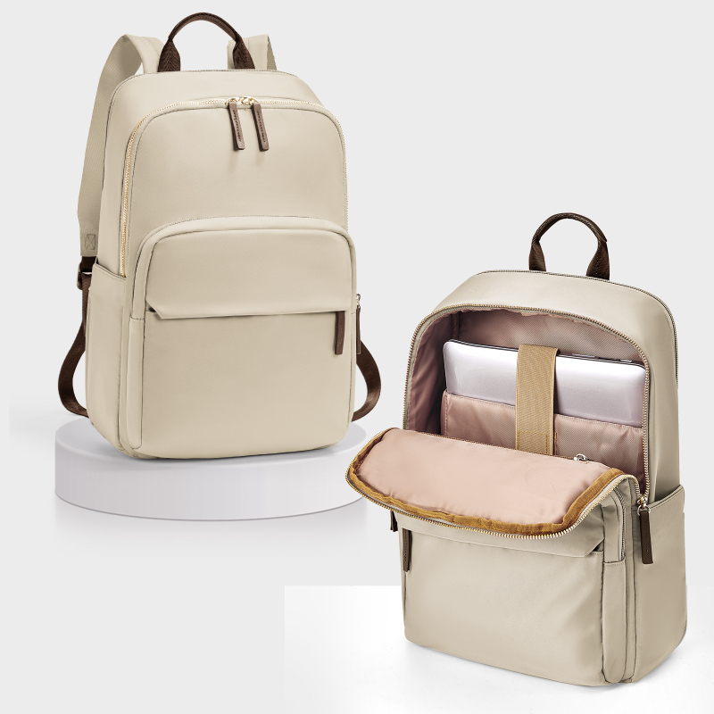 Női nylon hátizsák, városi egyszerű stílus, vízálló, cipzárral záródó, poliészter bélés, belső cipzáras zseb
