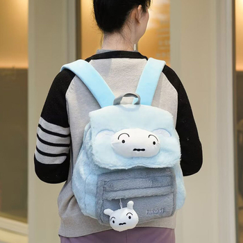 Cartoon plüss hátizsák – friss és édes stílus, cipzáras nyitás, poliészter bélés