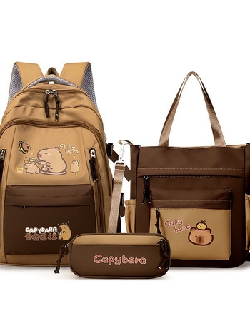 Unisex σχολική τσάντα με Capybara anime μοτίβο, Oxford ύφασμα, ultra-light, νάιλον επένδυση, ιμάντες με αερόσακο
