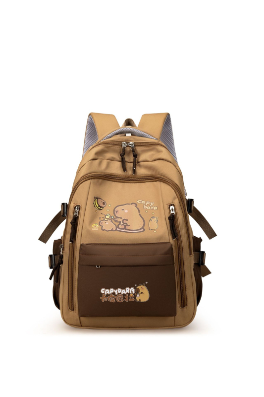 Unisex σχολική τσάντα με Capybara anime μοτίβο, Oxford ύφασμα, ultra-light, νάιλον επένδυση, ιμάντες με αερόσακο