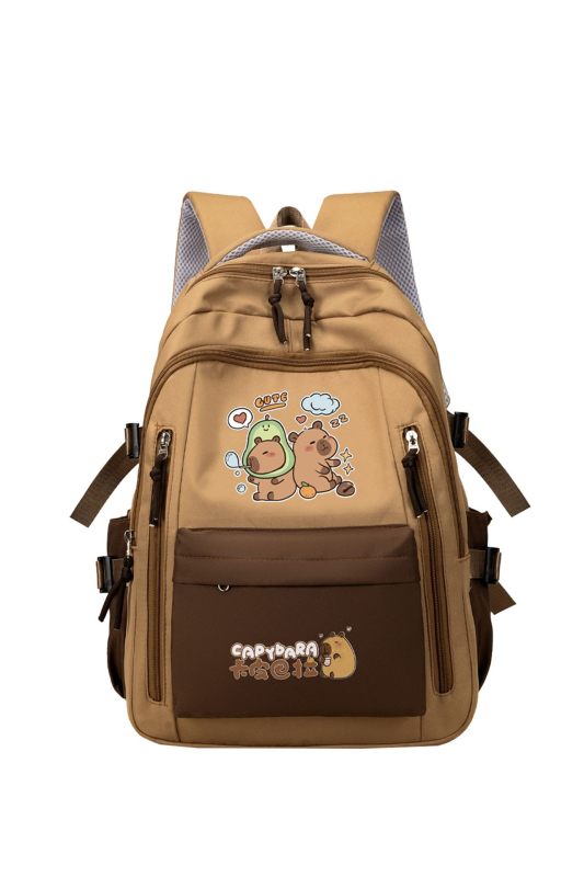 Unisex σχολική τσάντα με Capybara anime μοτίβο, Oxford ύφασμα, ultra-light, νάιλον επένδυση, ιμάντες με αερόσακο