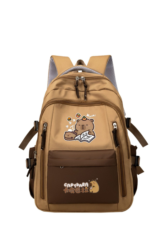 Unisex σχολική τσάντα με Capybara anime μοτίβο, Oxford ύφασμα, ultra-light, νάιλον επένδυση, ιμάντες με αερόσακο