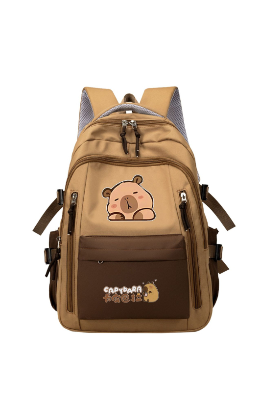 Unisex σχολική τσάντα με Capybara anime μοτίβο, Oxford ύφασμα, ultra-light, νάιλον επένδυση, ιμάντες με αερόσακο