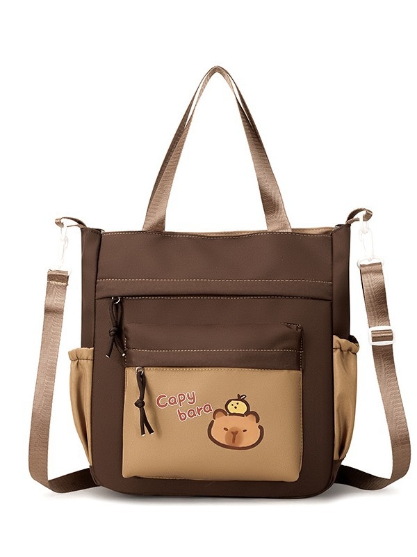 Unisex σχολική τσάντα με Capybara anime μοτίβο, Oxford ύφασμα, ultra-light, νάιλον επένδυση, ιμάντες με αερόσακο