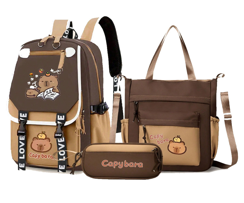 Unisex σχολική τσάντα με Capybara anime μοτίβο, Oxford ύφασμα, ultra-light, νάιλον επένδυση, ιμάντες με αερόσακο