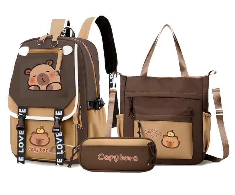 Unisex σχολική τσάντα με Capybara anime μοτίβο, Oxford ύφασμα, ultra-light, νάιλον επένδυση, ιμάντες με αερόσακο
