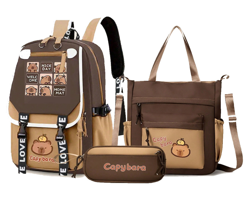 Unisex σχολική τσάντα με Capybara anime μοτίβο, Oxford ύφασμα, ultra-light, νάιλον επένδυση, ιμάντες με αερόσακο