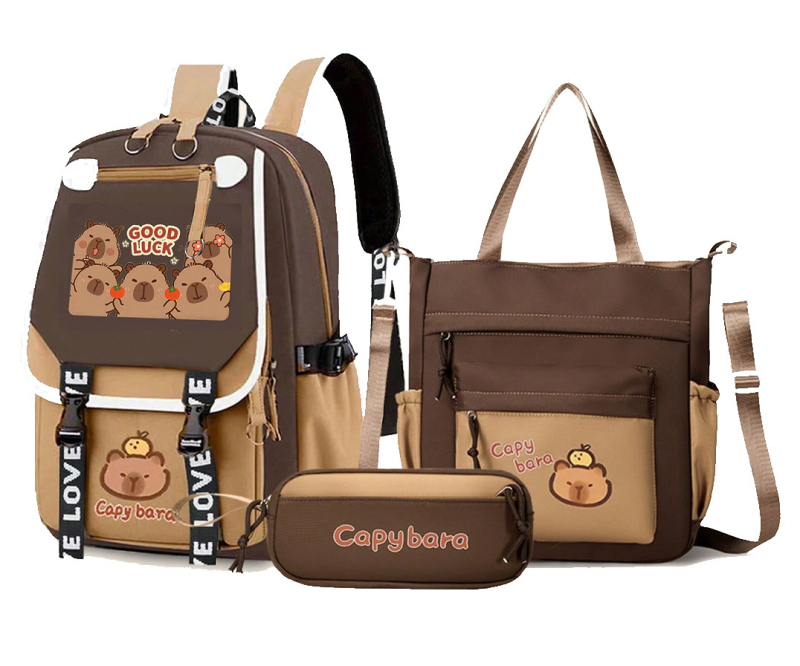 Unisex σχολική τσάντα με Capybara anime μοτίβο, Oxford ύφασμα, ultra-light, νάιλον επένδυση, ιμάντες με αερόσακο