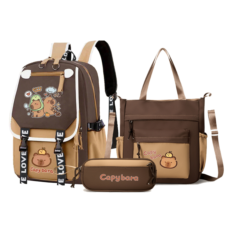 Unisex σχολική τσάντα με Capybara anime μοτίβο, Oxford ύφασμα, ultra-light, νάιλον επένδυση, ιμάντες με αερόσακο